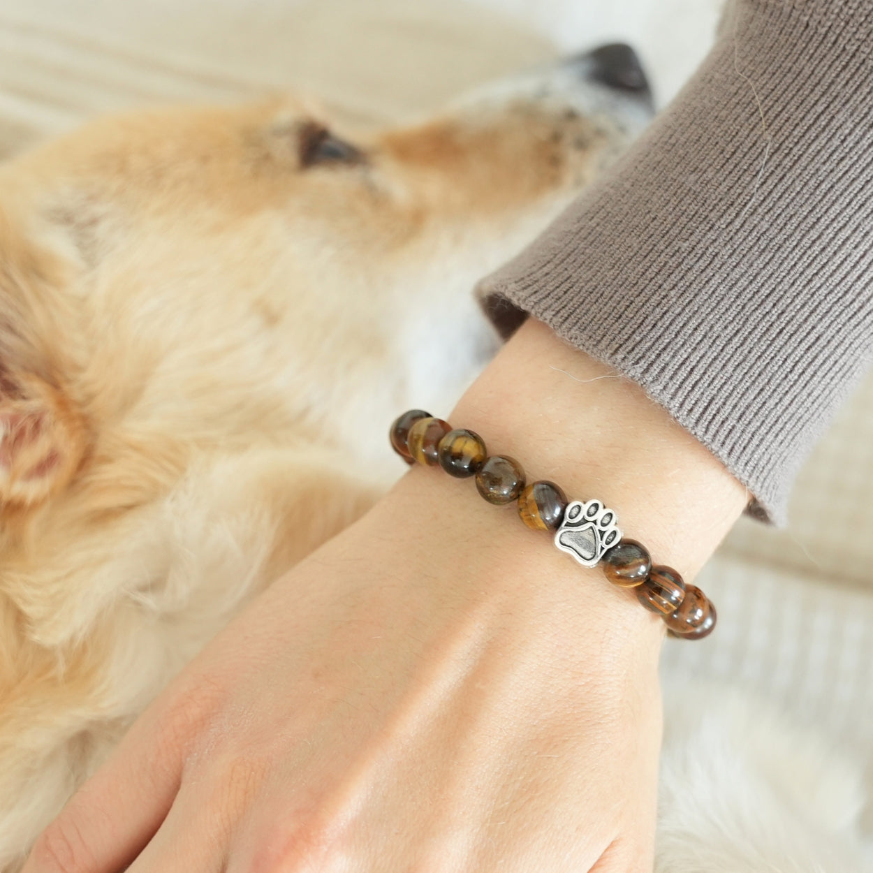 Paw print bracelet - Tiger Stone