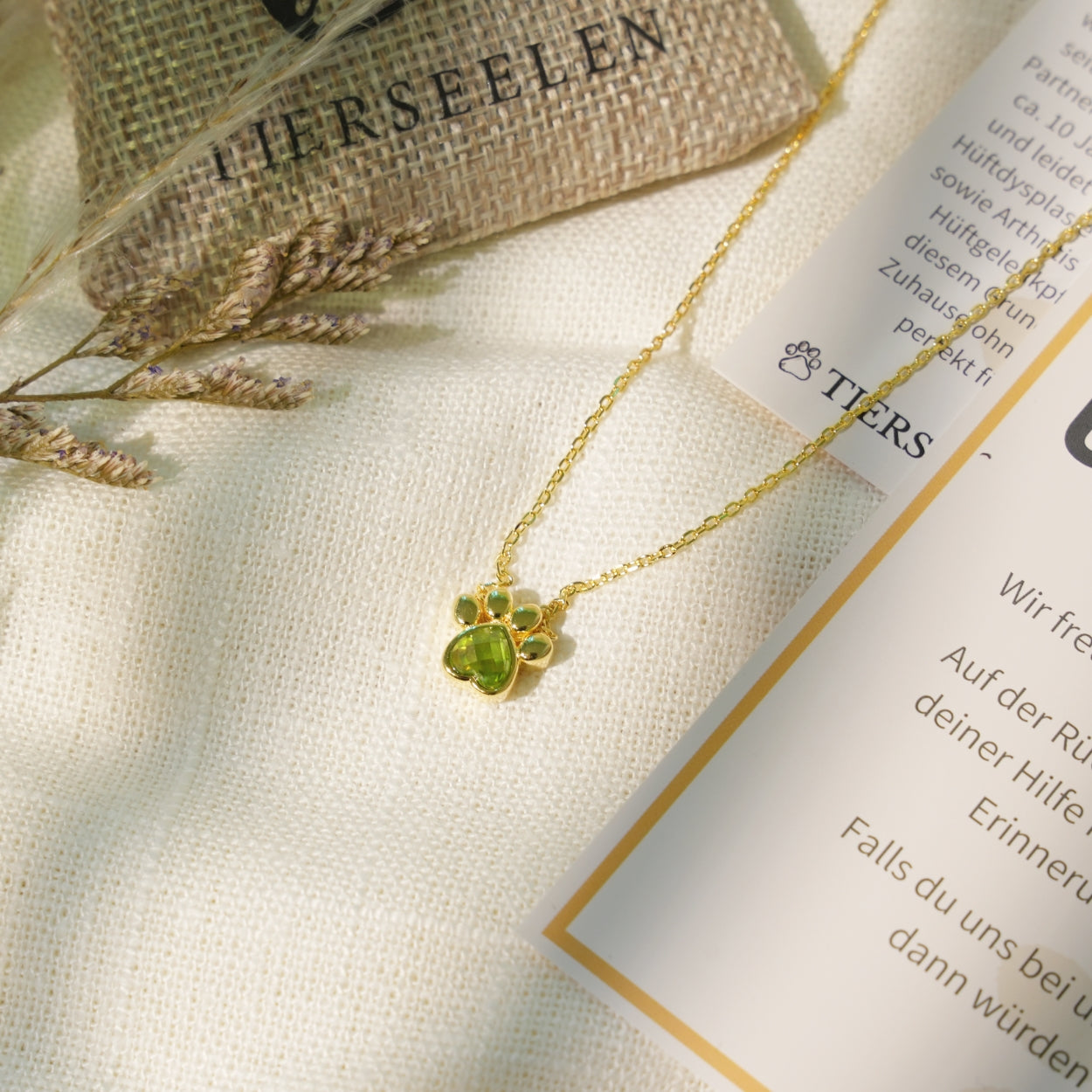 Emerald Paw Necklace
