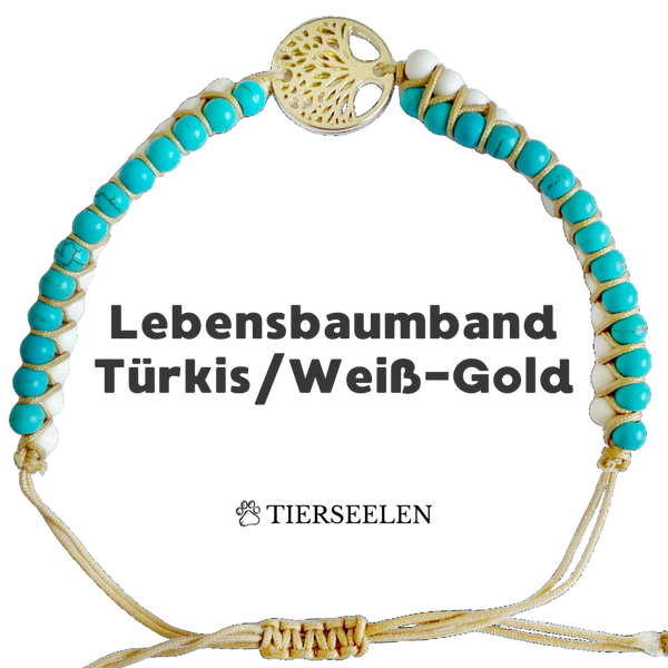 Lebensbaum - Türkis/Weiß-Gold